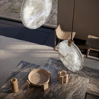 Round Alabaster Chandelier for Foyer