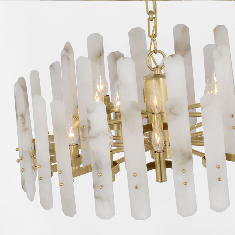 Handcrafted Alabaster Pendant with Brass Finish