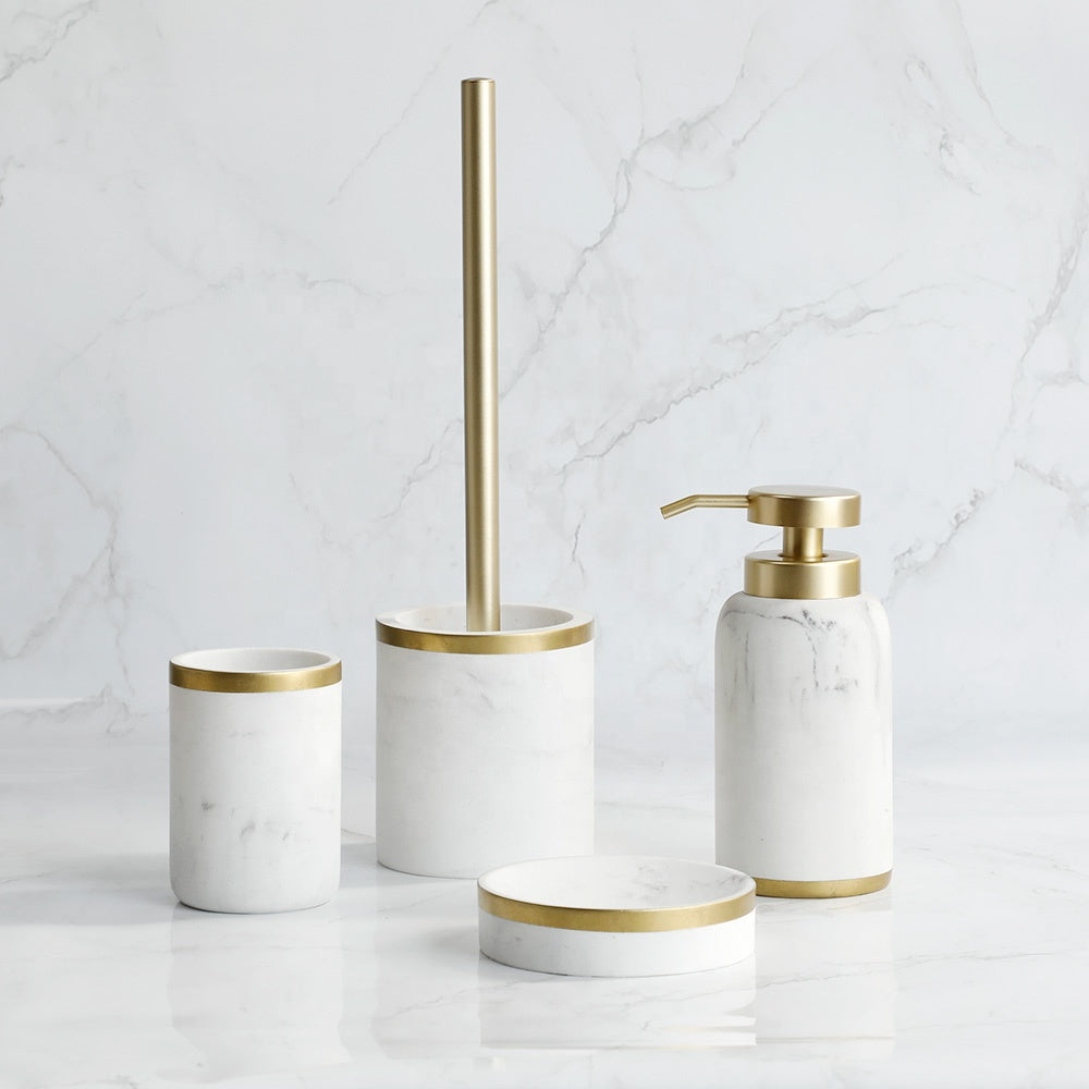 Nigra Marmoro &amp; Ora Banĉambra Akcesoraĵo