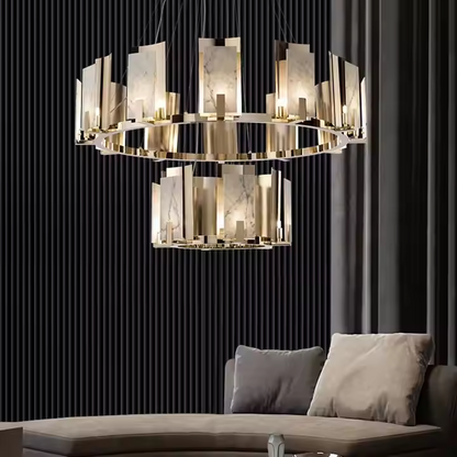 Alabaster Pendant for Marble Duplex Staircase