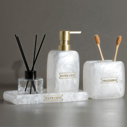Clear Pearly Transparent Bathroom Accessories Set