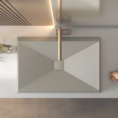 Rectangular Gray Hotel Bathroom Concrete Sink