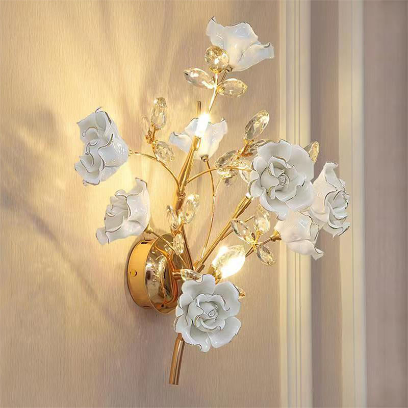 Iron Crystal Ceramic LED Wall Lamp