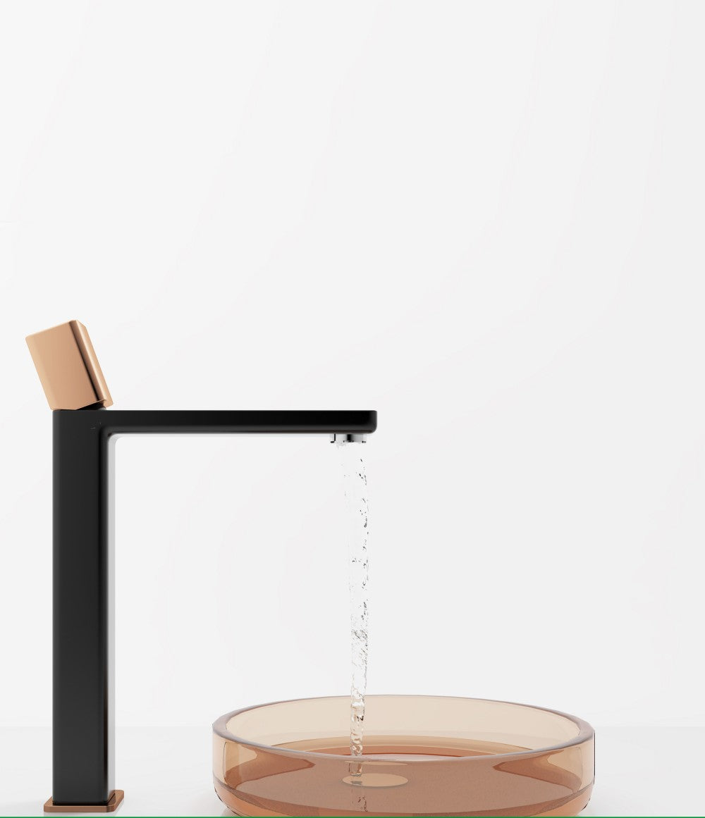 Латунный кран для раковины с водопадом, черное золото