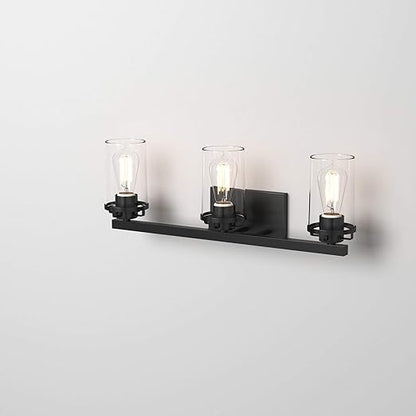Black Farmhouse Metal Glass Wall Lamp