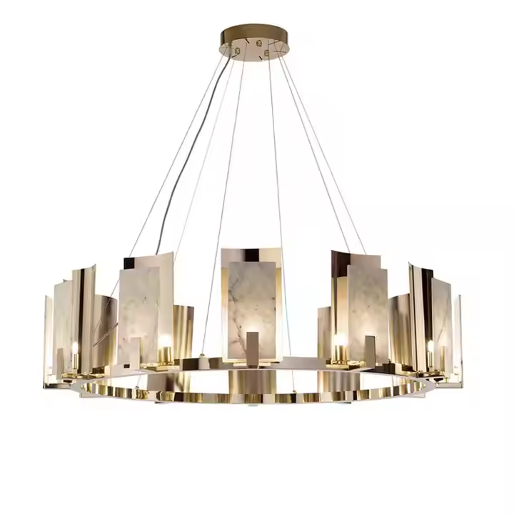 Alabaster Pendant for Marble Duplex Staircase