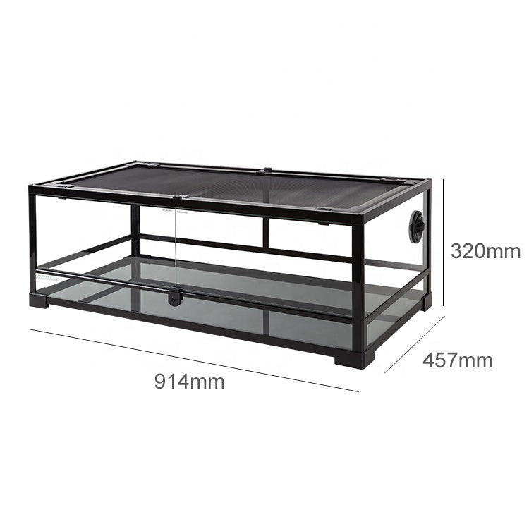 Black Full-Glass Custom Reptile Terrarium Reptile Tank