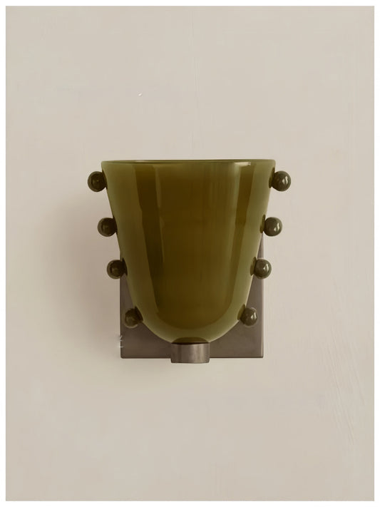 Vintage Green Glass Wall Sconce