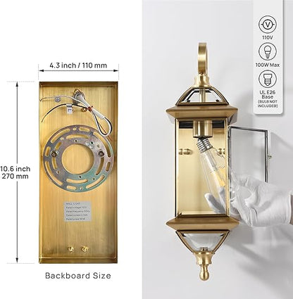 All-Copper Gold Glass LED Wall Lamp