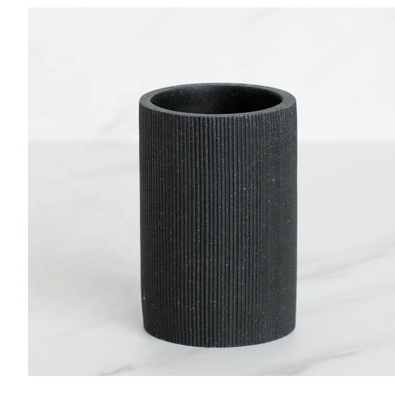 Black Sandstone Resin Bathroom Set