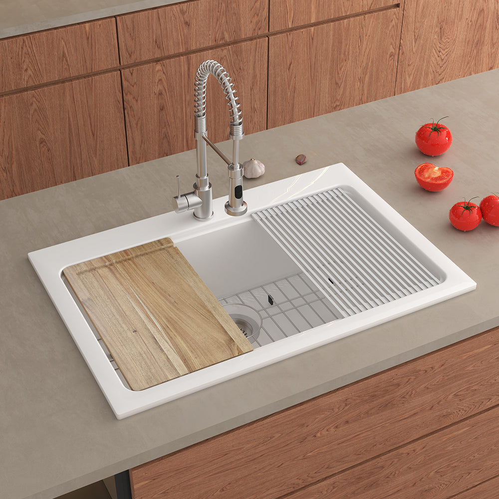 White Above Counter Basin Kitchen Sink