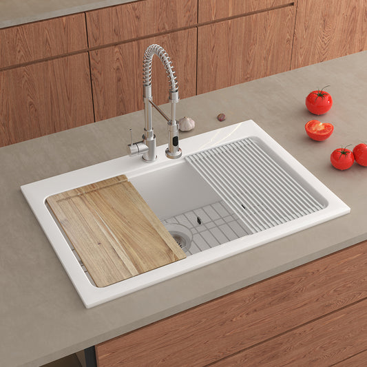 White Above Counter Basin Kitchen Sink