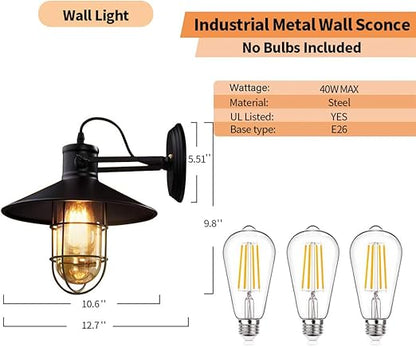 Vintage Iron Industrial LED Wall Lamp