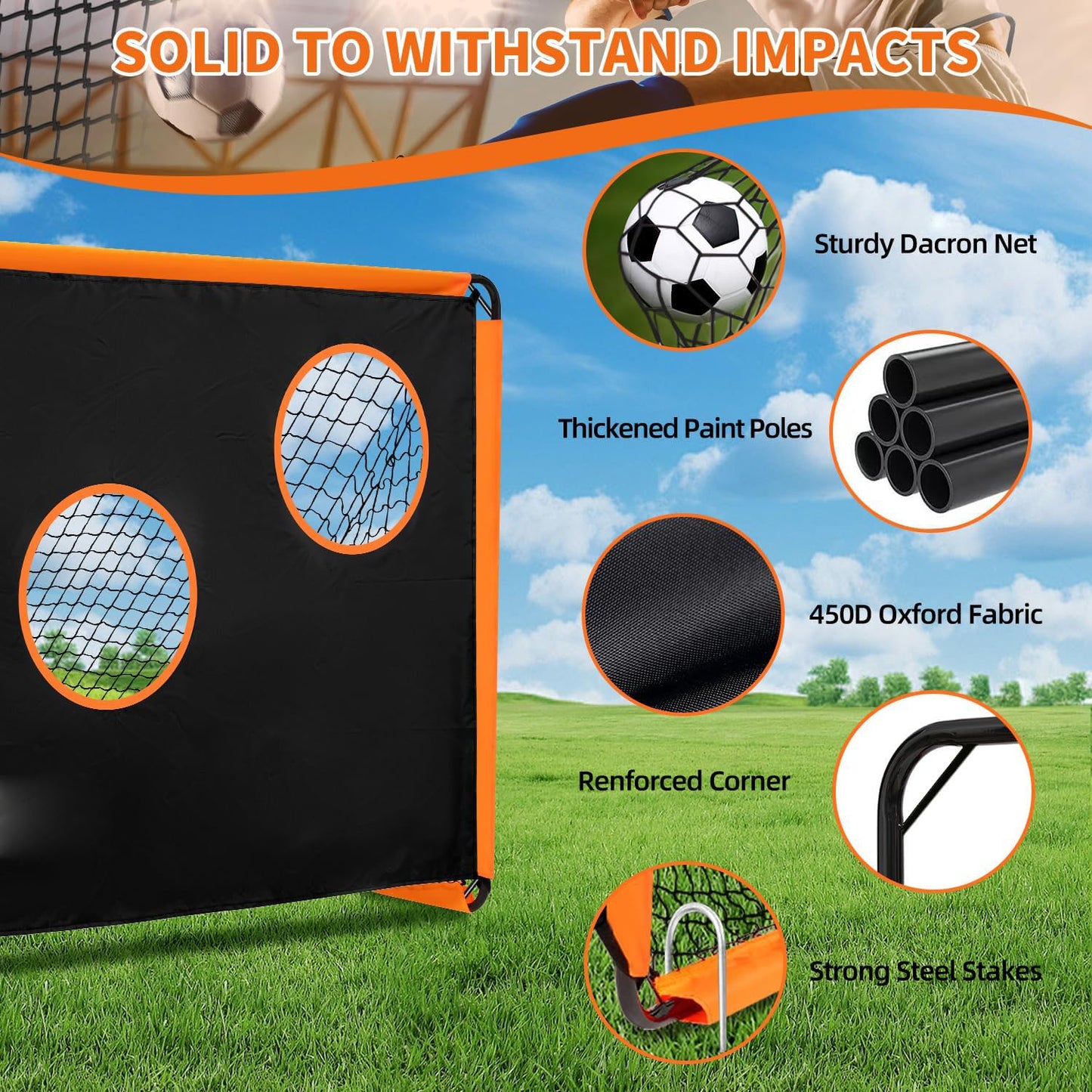 Adjustable 6x4ft Soccer Goal with UV-Resistant Net for Training