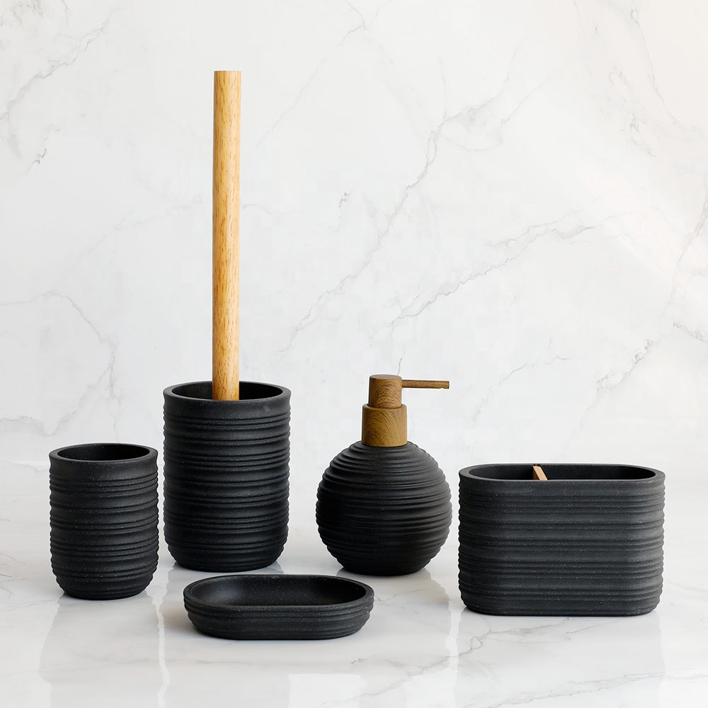 Resin Bathroom Accessory Set - 5 Pieces