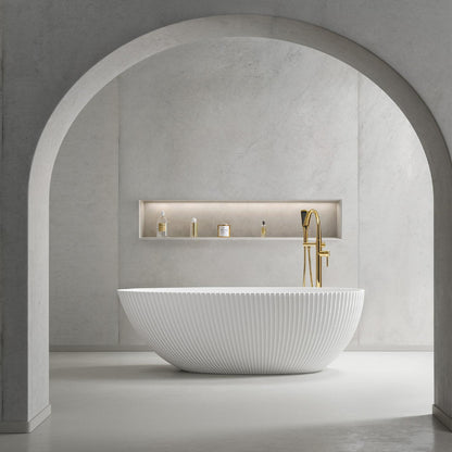 Stripe Artificial Stone Bathtub