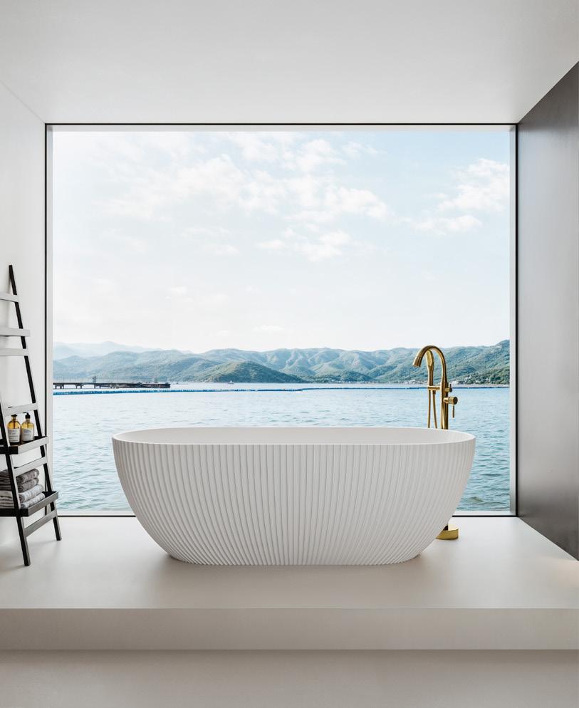 Stripe Artificial Stone Bathtub