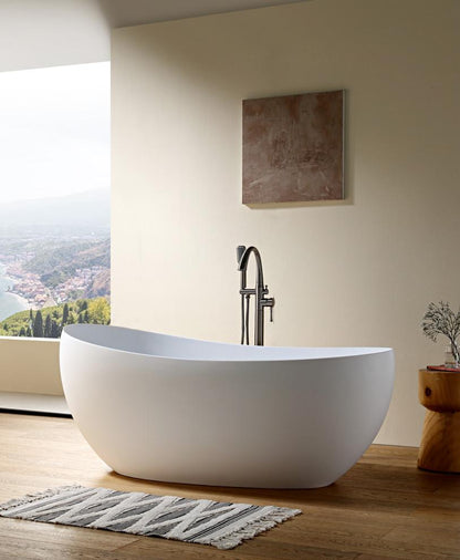 White Matte Finish Artificial Stone Bathtub