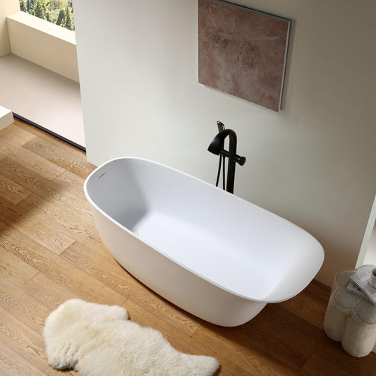 White Matte Finish Artificial Stone Bathtub
