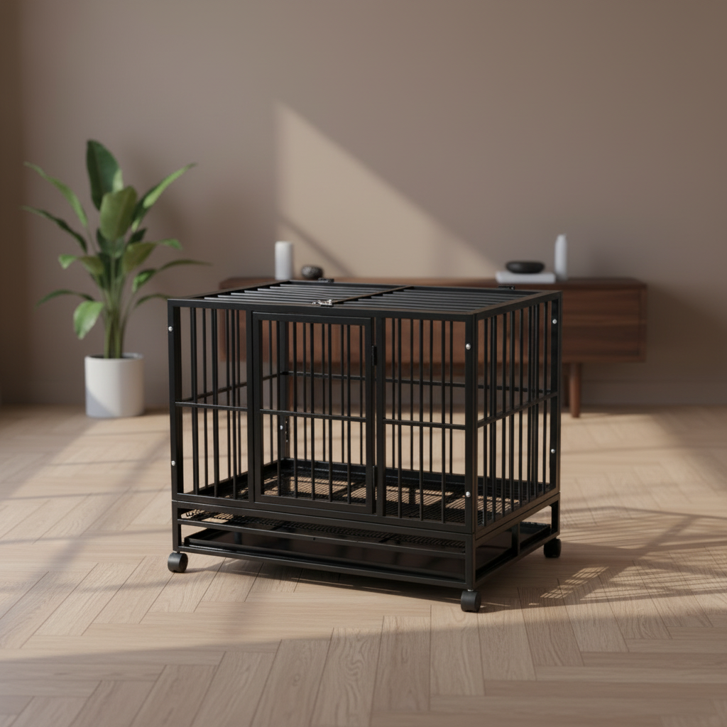 Heavy Duty Folding Iron Dog Cage