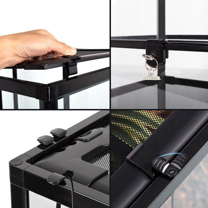 Black Full-Glass Custom Reptile Terrarium Reptile Tank