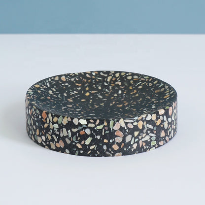 Набор аксессуаров для ванной комнаты с эффектом черного терраццо