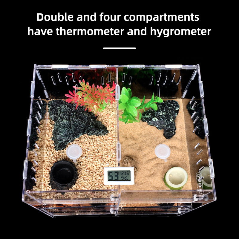 4-Compartment Acrylic Reptile Terrarium Customizable