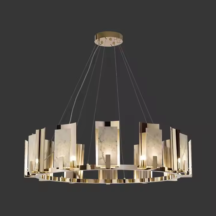 Alabaster Pendant for Marble Duplex Staircase