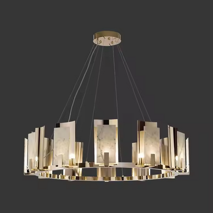 Alabaster Pendant for Marble Duplex Staircase