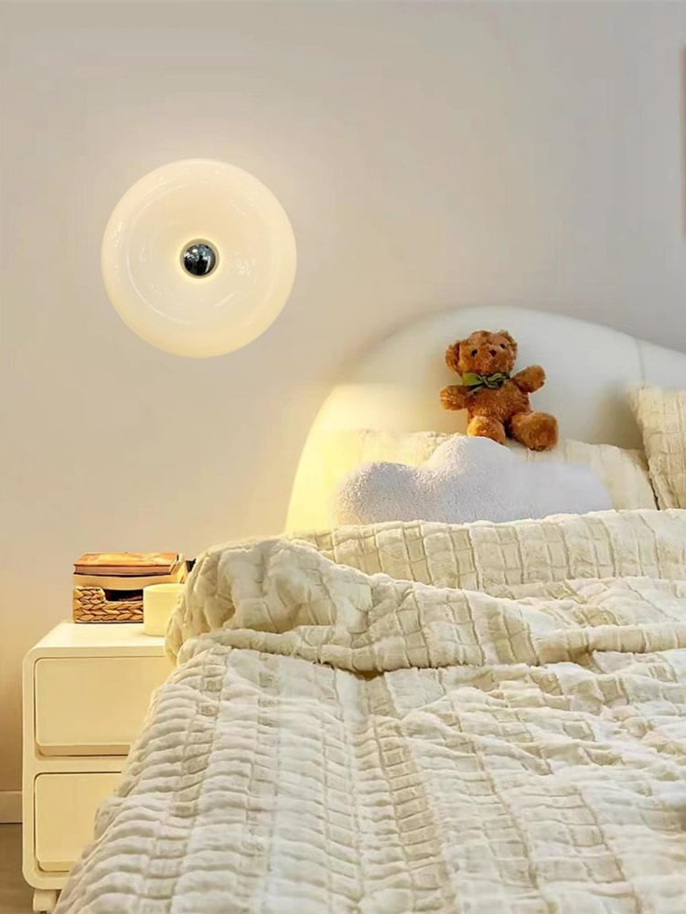 Bauhaus White Round Warm Light Wall Lamp