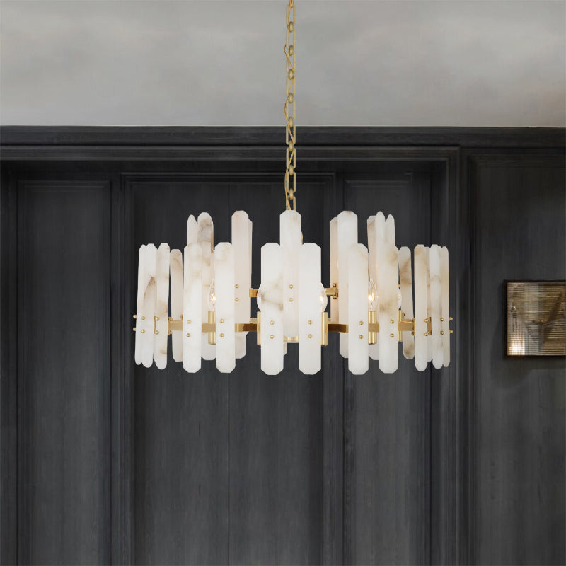 Handcrafted Alabaster Pendant with Brass Finish