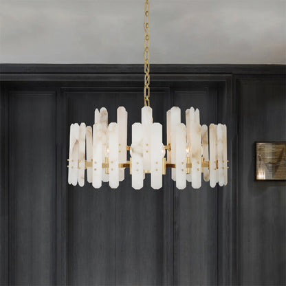 Handcrafted Alabaster Pendant with Brass Finish
