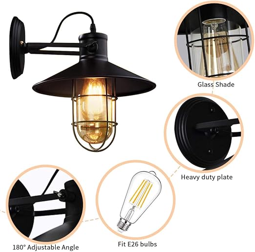 Vintage Iron Industrial LED Wall Lamp