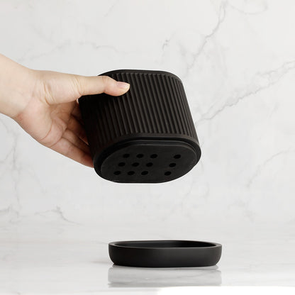 Современный набор для ванной из бежевого и белого песчаника