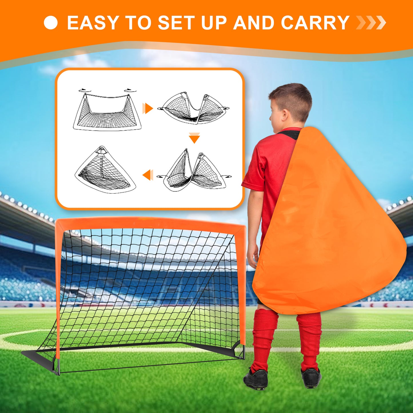 Portable 420D Oxford Cloth Soccer Goal – 2-in-1 Design