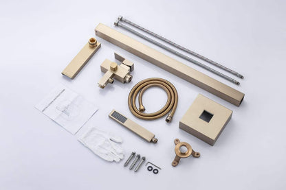 Elegant Brushed Gold Waterfall Bathtub Faucet 61010