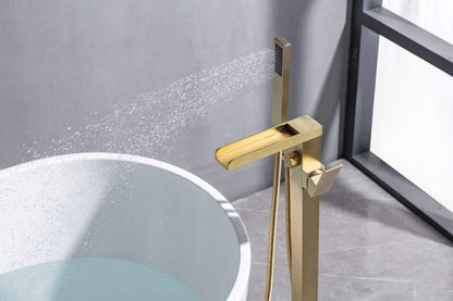 Elegant Brushed Gold Waterfall Bathtub Faucet 61010