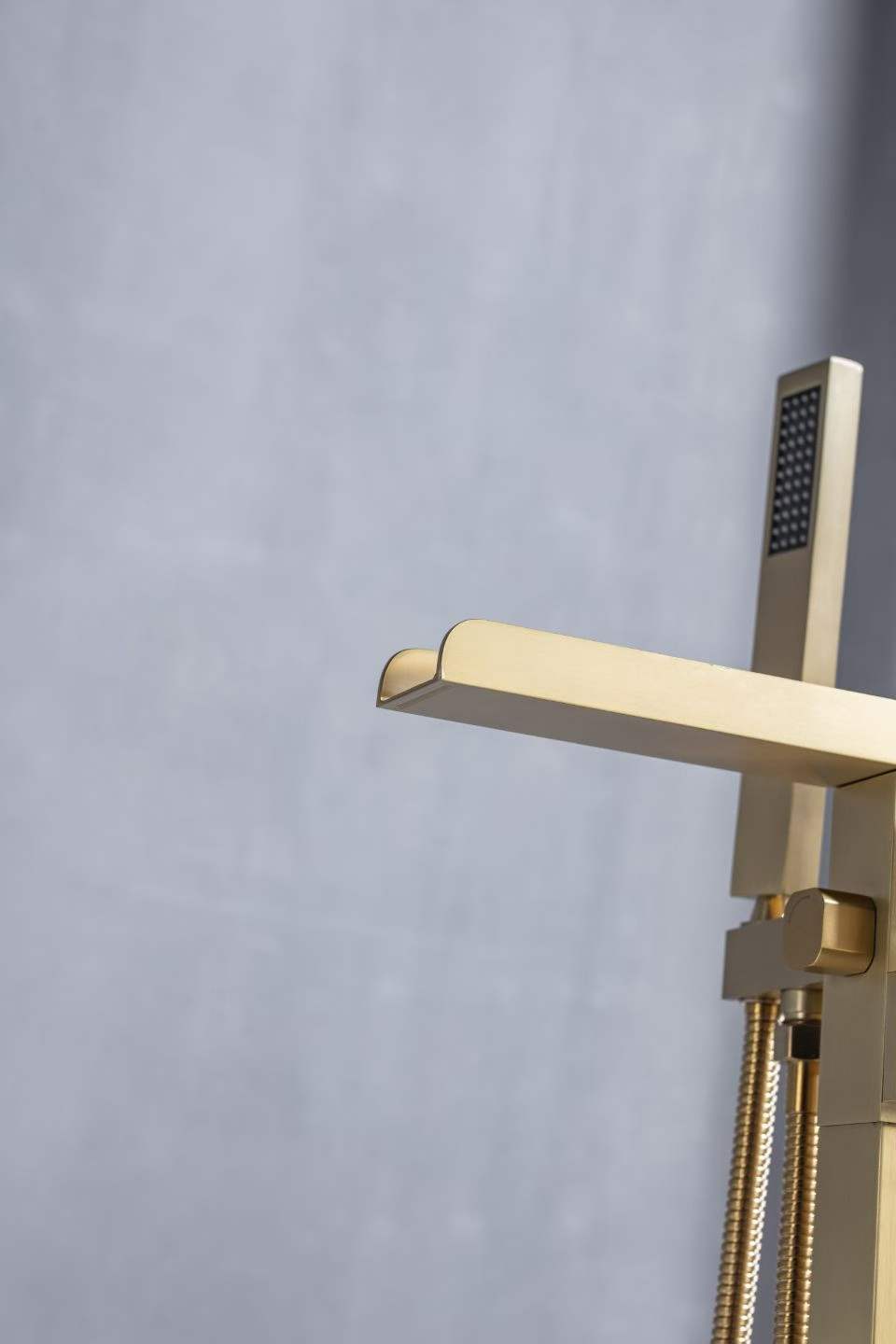 Elegant Brushed Gold Waterfall Bathtub Faucet 61010