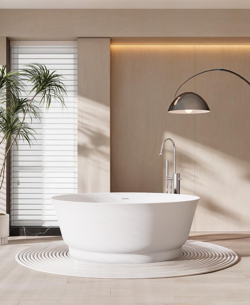 Oval White Artificial Stone Bathtub