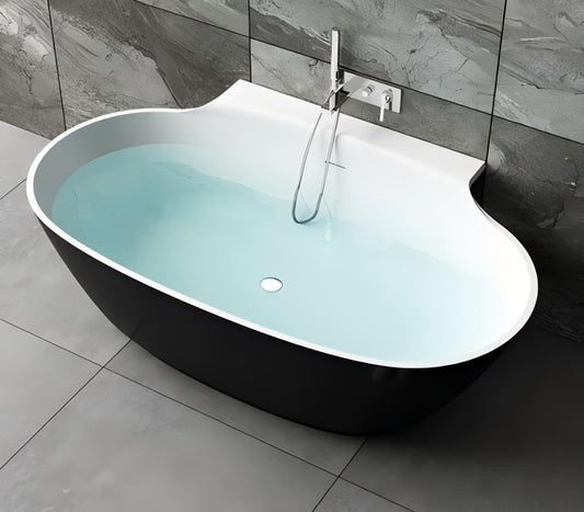 Black and White Dual Tone Artificial Stone Bathtub