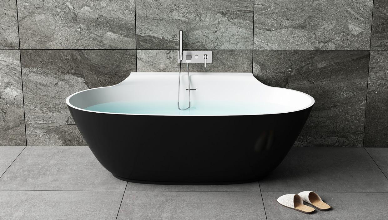 Black and White Dual Tone Artificial Stone Bathtub
