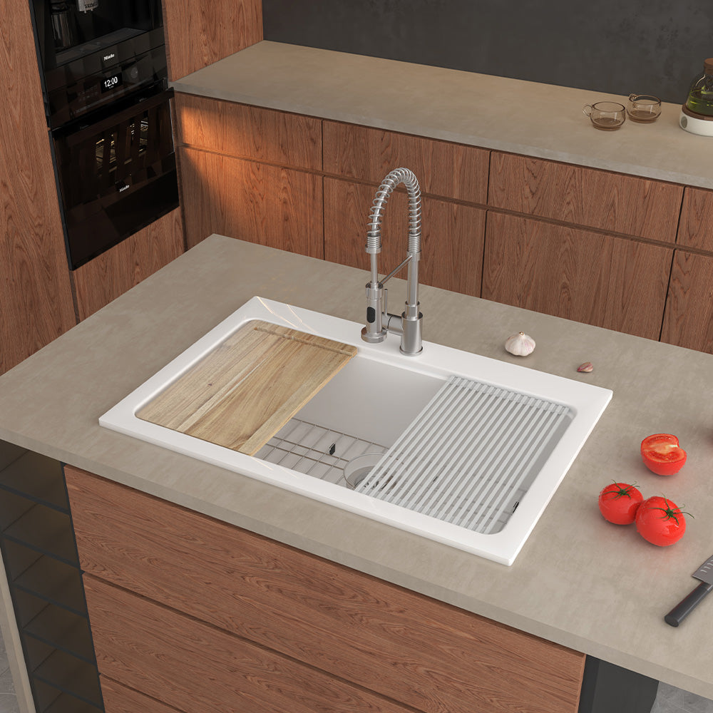 White Above Counter Basin Kitchen Sink