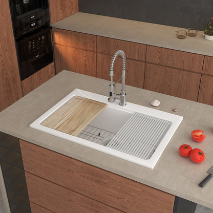 White Above Counter Basin Kitchen Sink