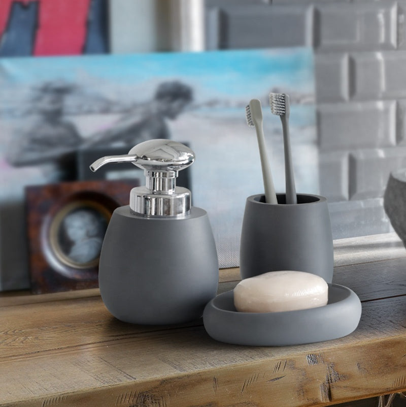Набор из 3-х предметов серых аксессуаров для ванной комнаты