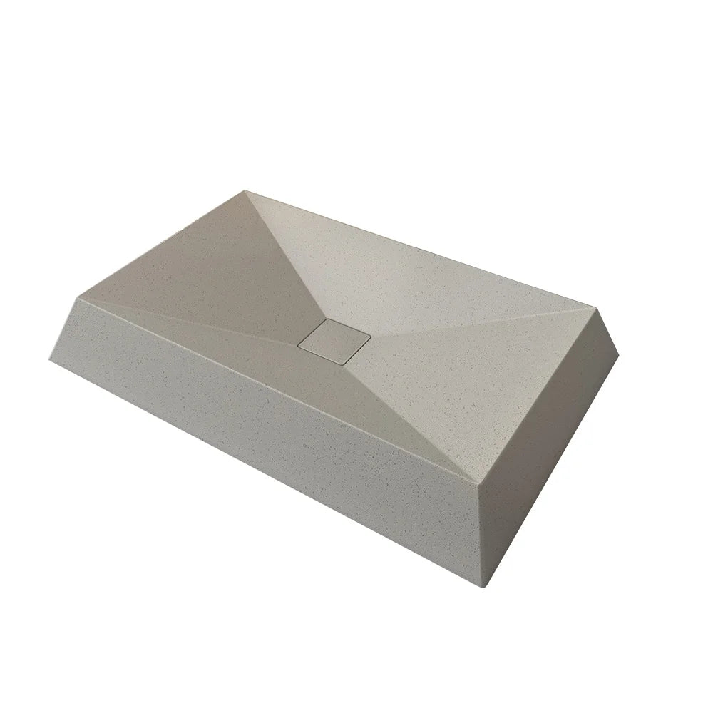 Rectangular Gray Hotel Bathroom Concrete Sink