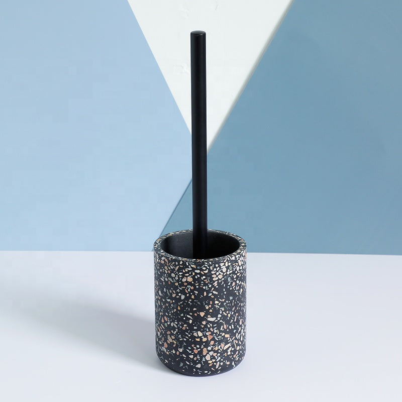 Набор аксессуаров для ванной комнаты с эффектом черного терраццо