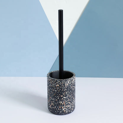 Набор аксессуаров для ванной комнаты с эффектом черного терраццо