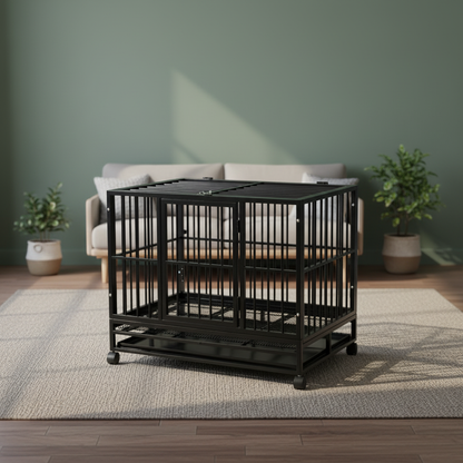 Heavy Duty Folding Iron Dog Cage