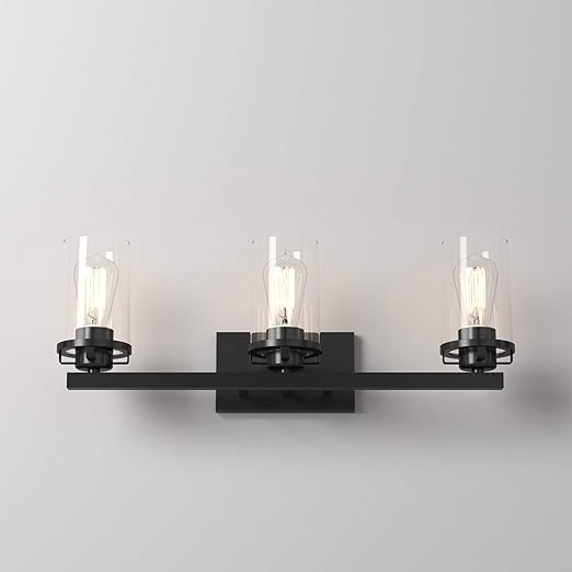 Black Farmhouse Metal Glass Wall Lamp