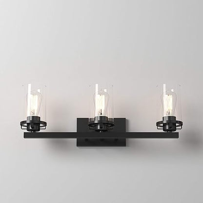 Black Farmhouse Metal Glass Wall Lamp